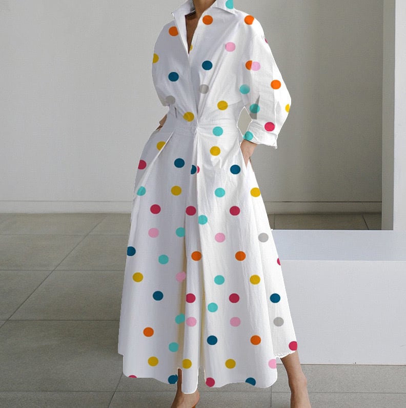💕Women's Plain Cotton Lapel Shirt Wrap Dress