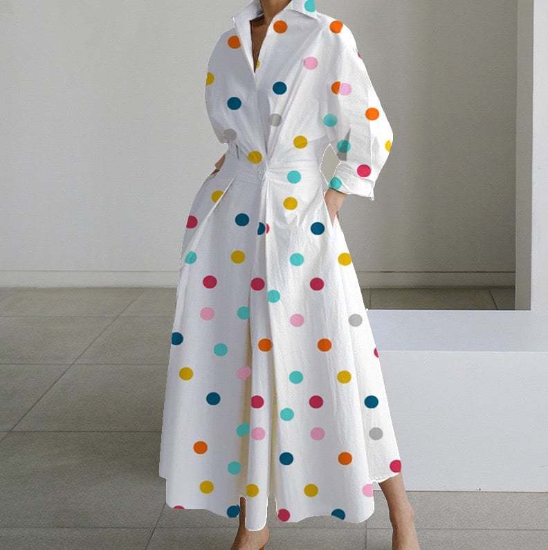 💕Women's Plain Cotton Lapel Shirt Wrap Dress