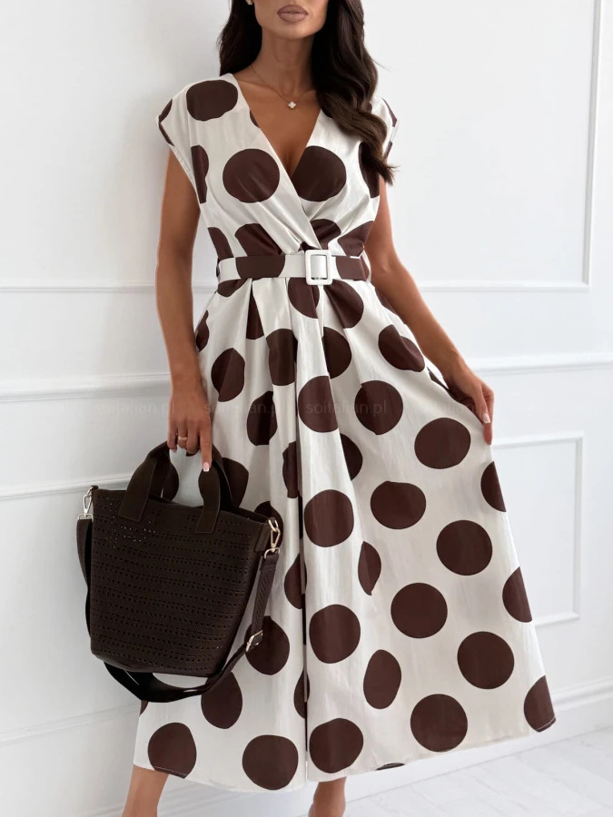 Women’s polka dot print fashion v-neck loose dress