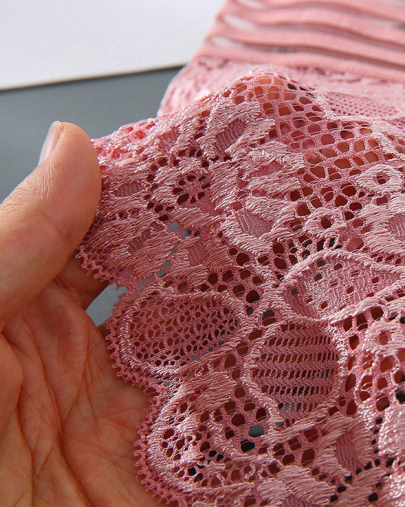 Women's Sexy High Waist Tummy Control Seamless Flower Lace Breathable Panties