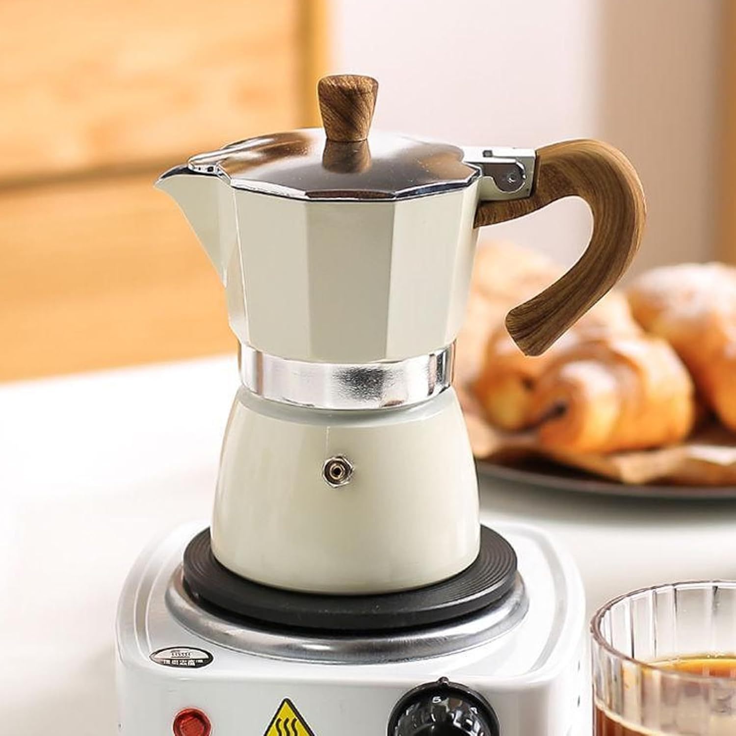 Aluminiowy ekspres do kawy Moka Pot 3/6, filiżanki do espresso, ekspres przelewowy do espresso i kawy, przenośny ekspres do kawy włoskiej i kubańskiej na kuchenkę do domu i na kemping