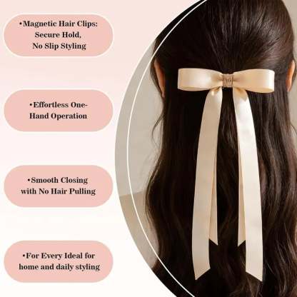 🎀Magnetic Satin Bow Hairpin Rose Gold