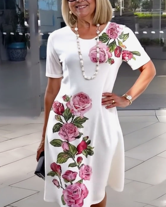 Modna sukienka z nadrukiem kwiatowym 3D