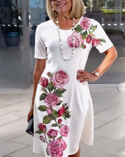 Modna sukienka z nadrukiem kwiatowym 3D