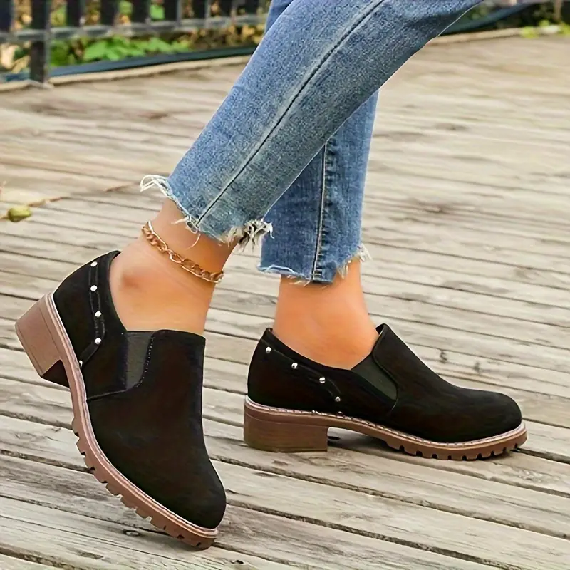 Elastyczne pojedyncze buty niskie obcasy buty swobodne detale 1
