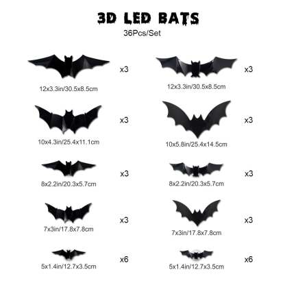💥💥🦇 Halloween 3D oświetlone nietoperze