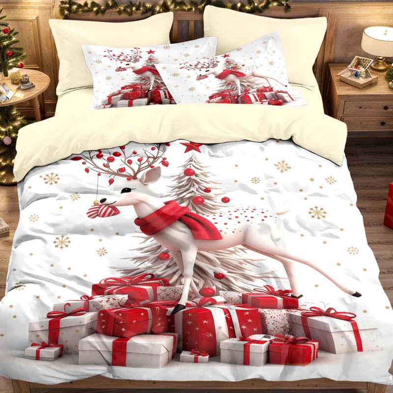 🎅Wyprzedaż świąteczna 49% TANIEJ🎄Świąteczny zestaw pościeli 3-częściowy z motywem bożonarodzeniowym