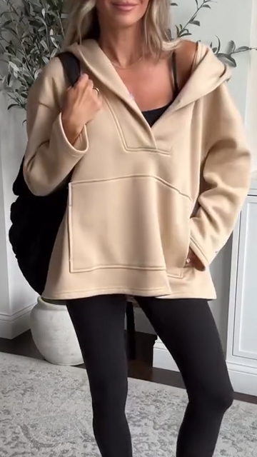 Women's Lapel Splicing Solid Color Casual Sweatshirt
