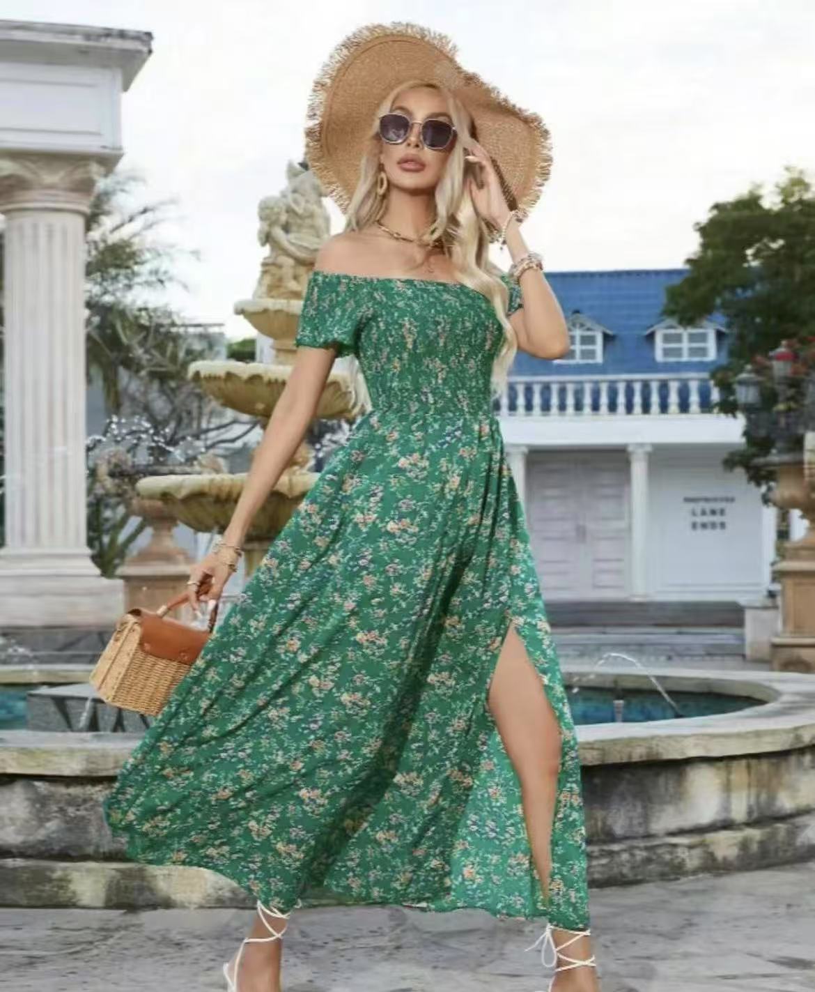 Women's Elegant Floral Off-Shoulder Dress