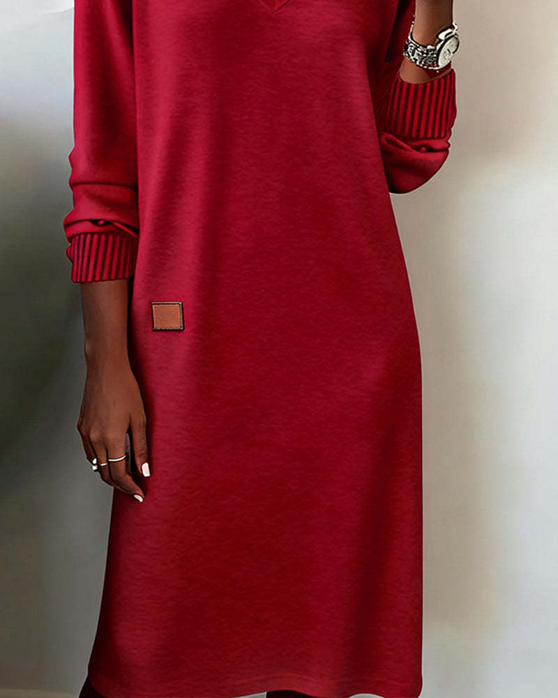 V-Neck Stylish Sweater Dress