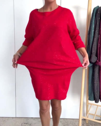 Sukienka z okrągłym dekoltem i delikatnym brokatem