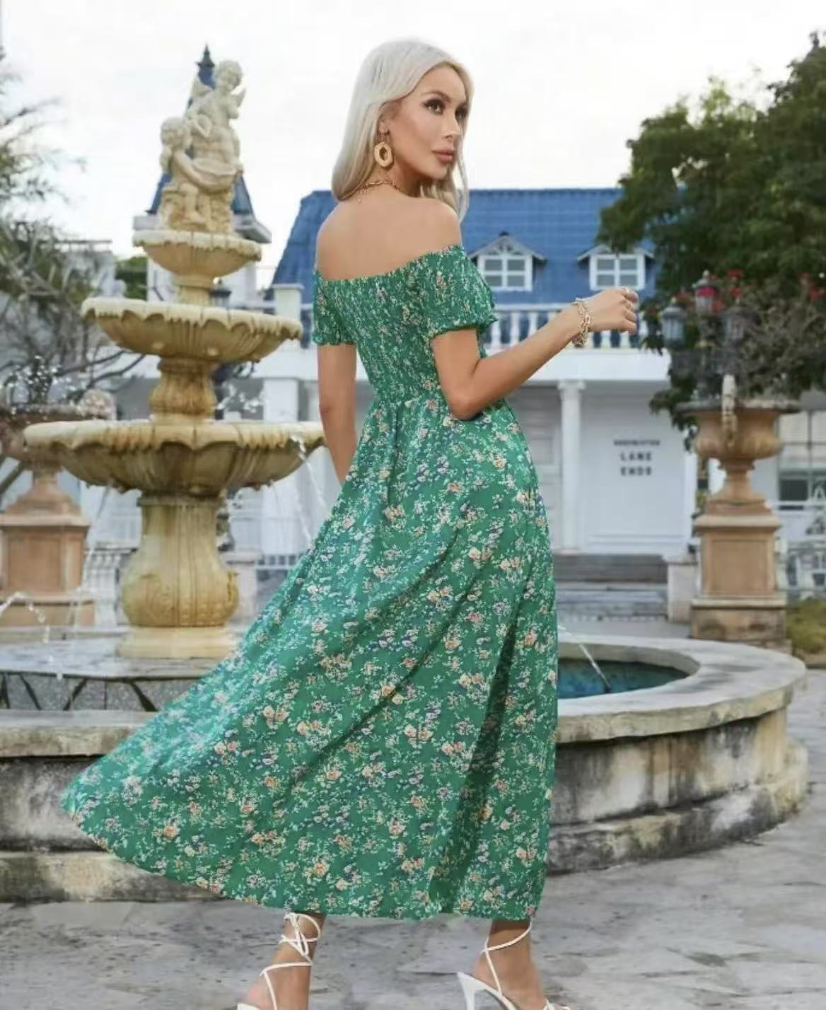 Women's Elegant Floral Off-Shoulder Dress