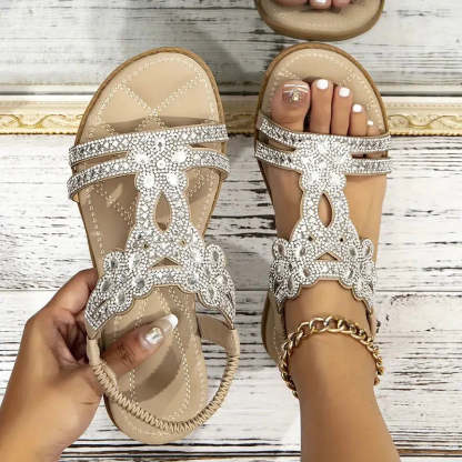🌸 Eleganckie płaskie sandały z kwiatowym wzorem