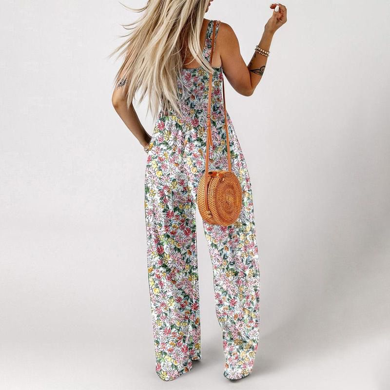 🏖️Summer Hot Sale 50% OFF🌼Women’s Casual Print Sleeveless Overalls Jumpsuits