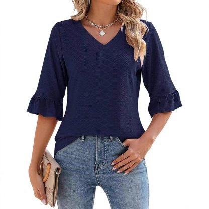 🔥2025 New Products 🔥 Women's Elegant Ruffle Sleeve V-Neck Top