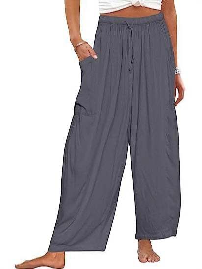 Casual Loose Drawstring Harem Pants with Pockets