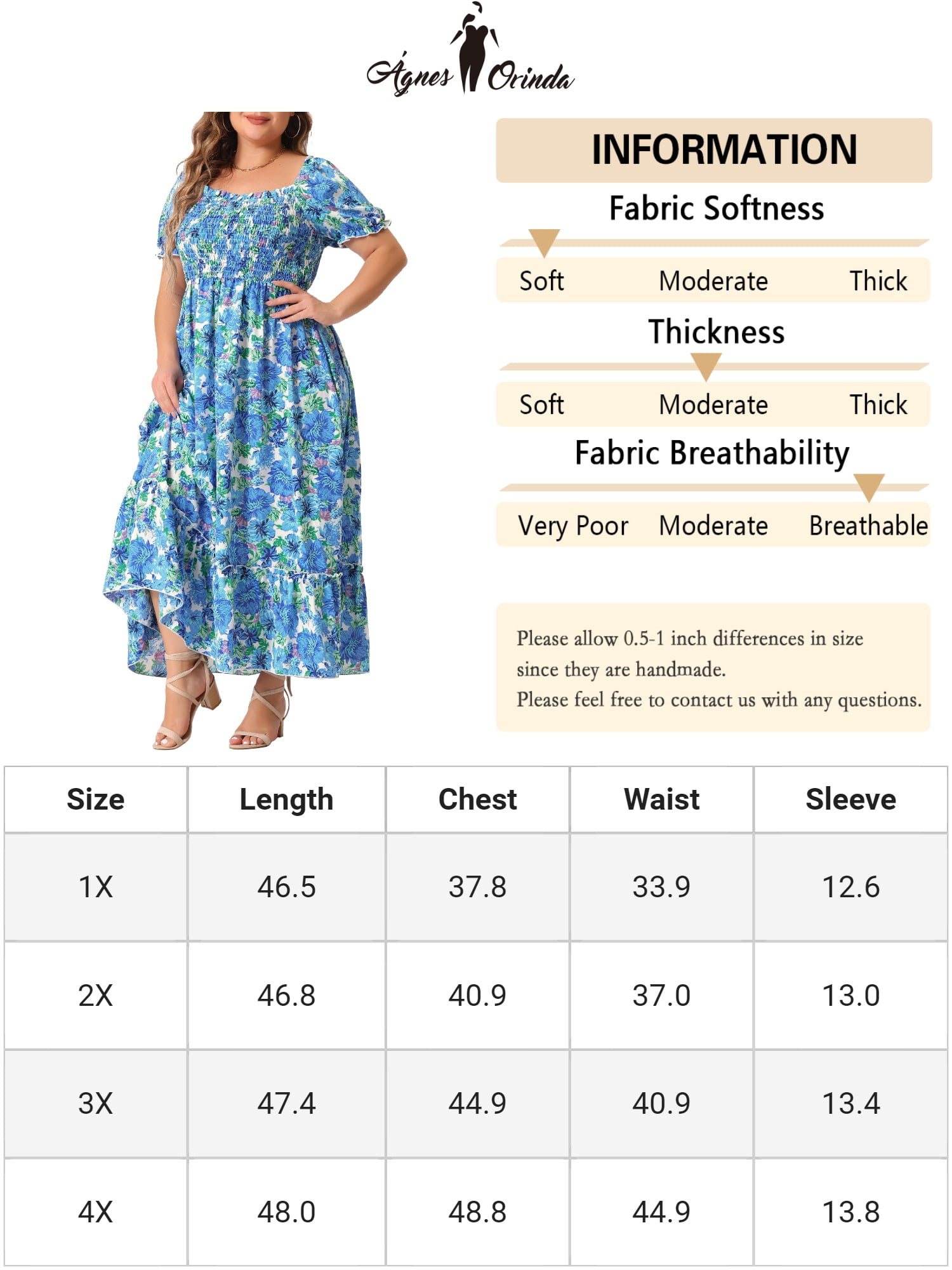 Women's Plus Size Square Neck Short Sleeve Smocked Boho Floral Maxi Dresses