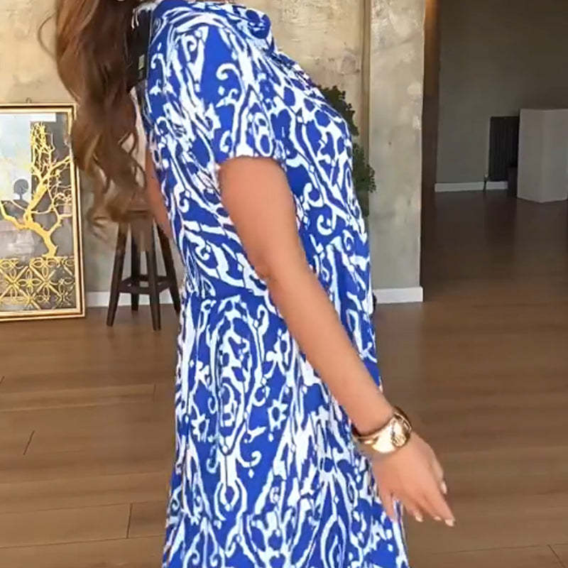 🔥👗【S-5XL】Women's elegant casual printed V-neck dress🌸