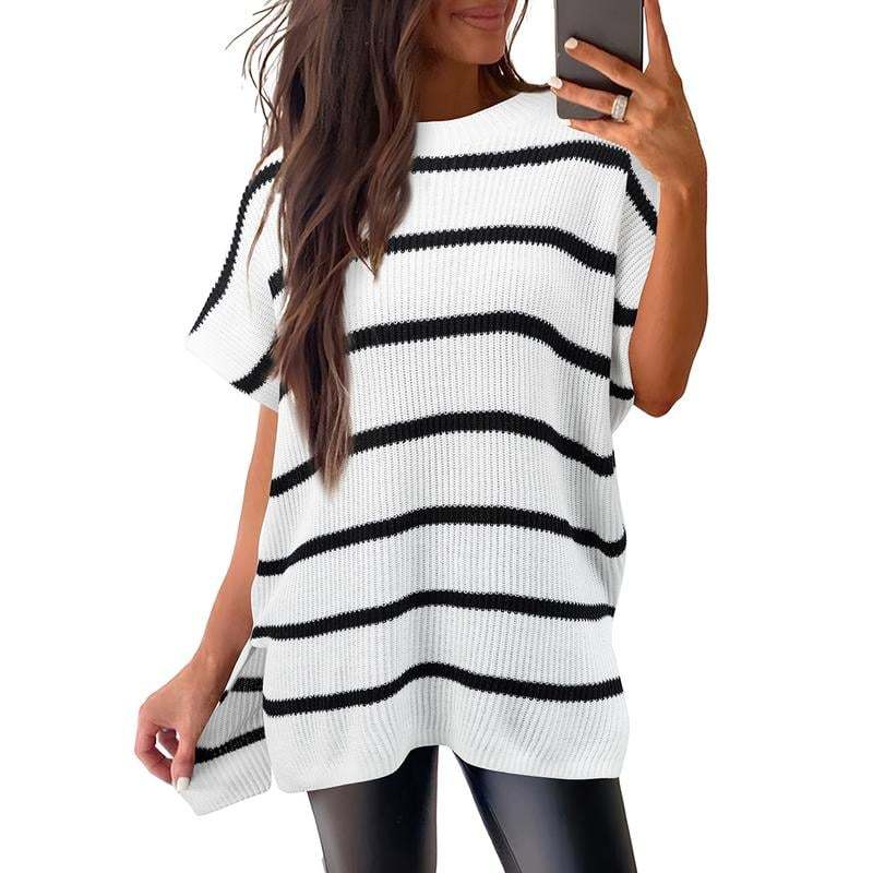 Loose-Fit Crewneck Knit Pullover Top