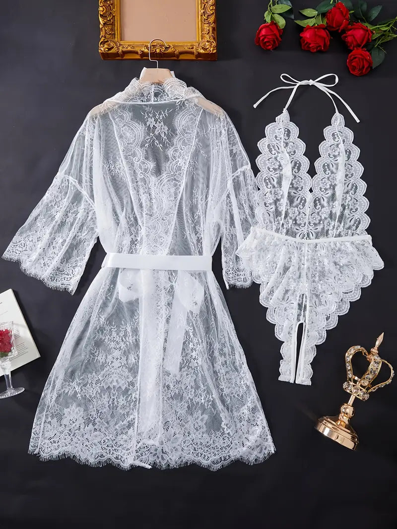 Lace body with a deep neckline