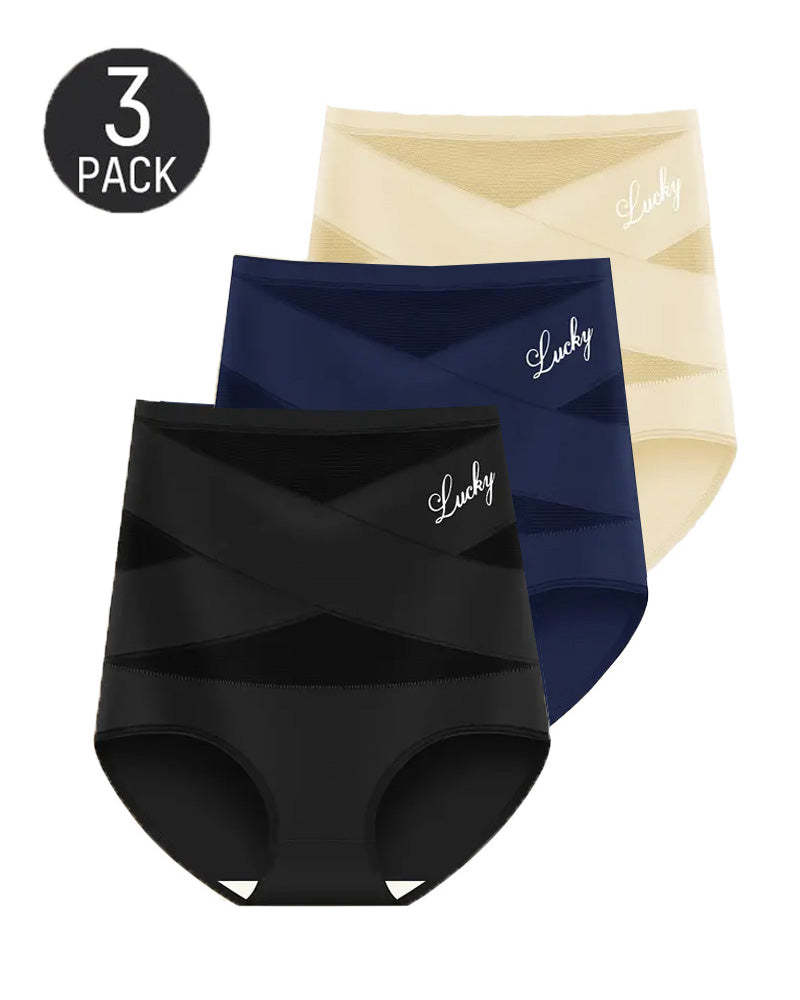High Waist Tummy Control Breathable Mesh Cross Seamless Hip Lifting Br