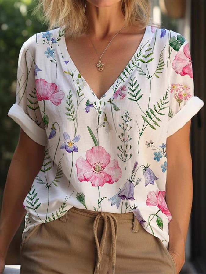 Women'S Floral Print Top T-Shirt