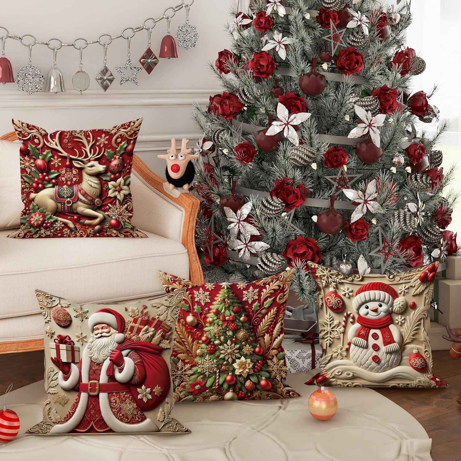 🎅Wyprzedaż świąteczna 49% TANIEJ🎄Poszewka na poduszkę z motywem świątecznym