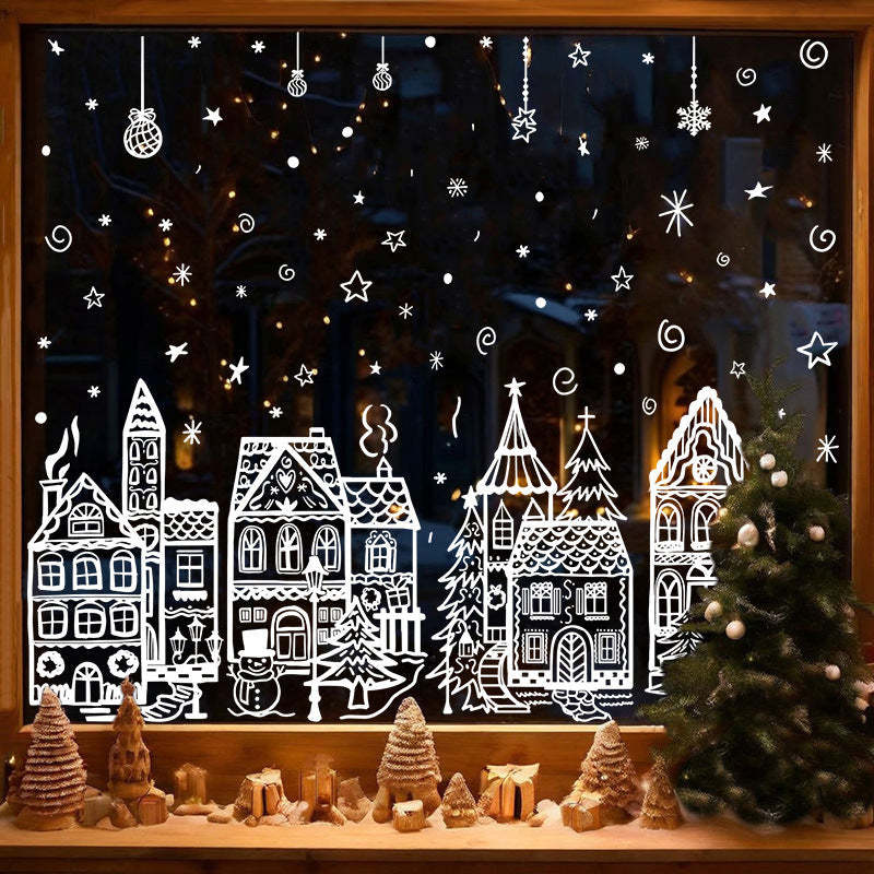 Christmas Village Window Cling Set