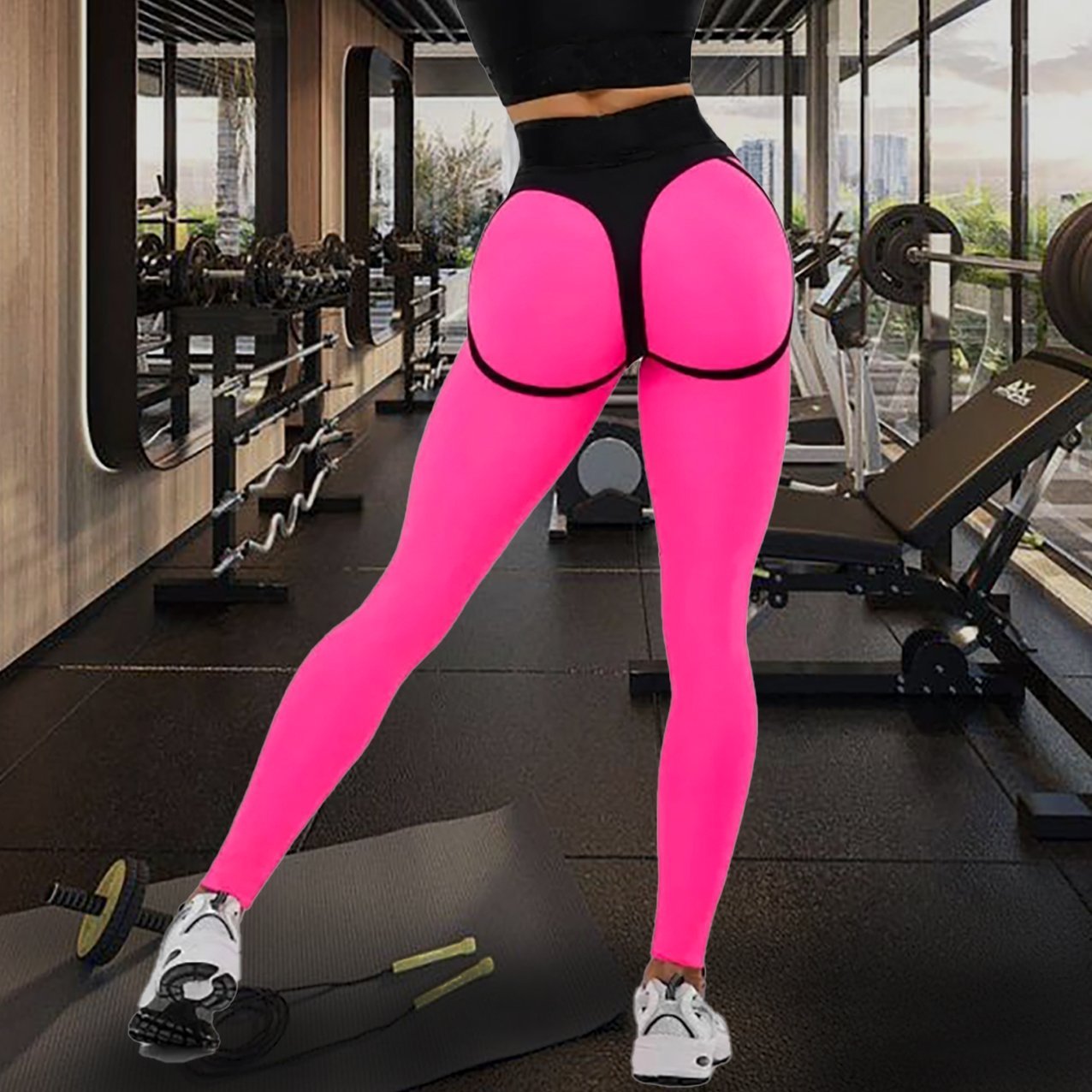 Leginsy z efektem szybkoschnącym Patchwork na biodrach