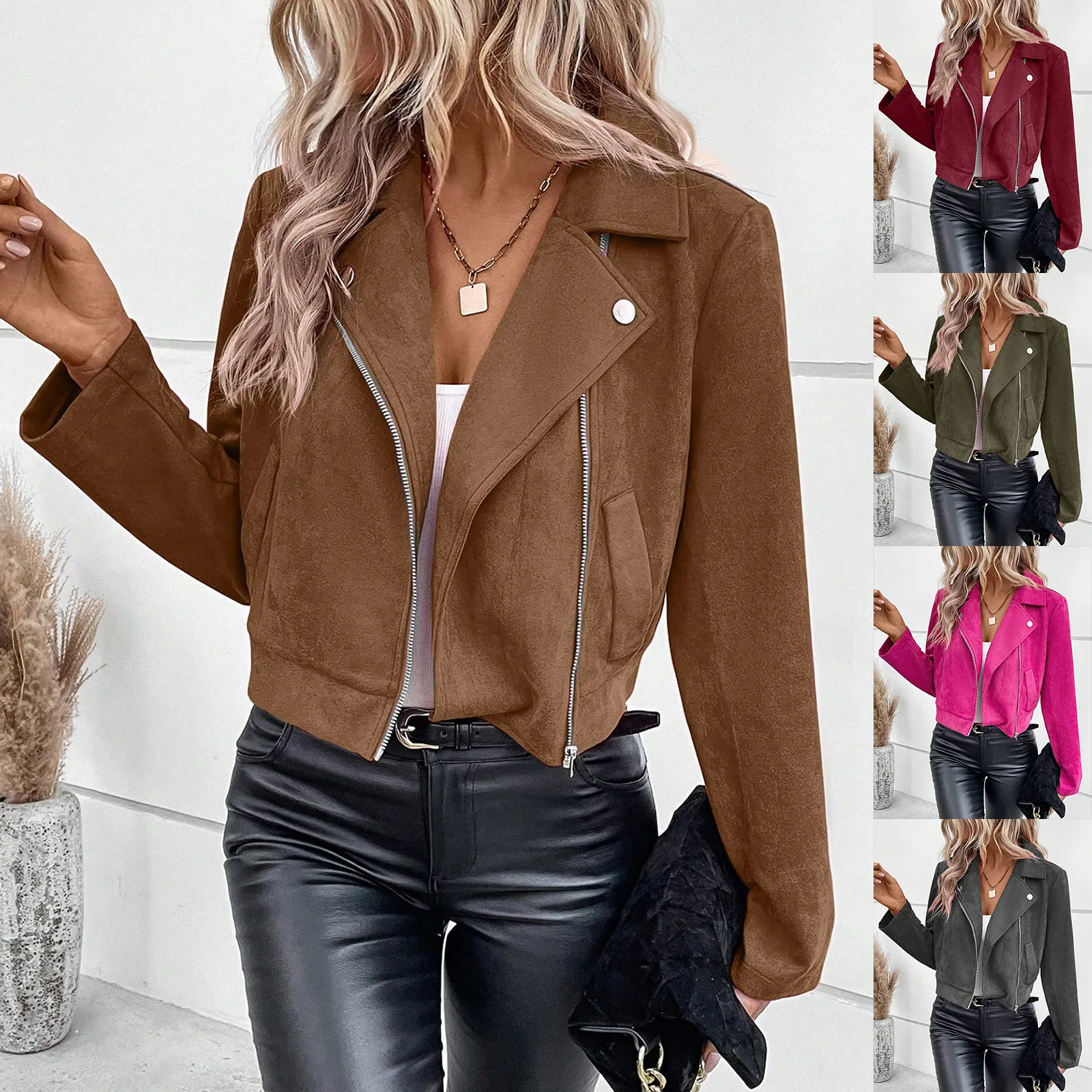 Women's Short Jacket Sweater Lapin Velvet Long Sleeve Shirt Collar Casual Style Polyester Fabric Winter And Autumn Wear display picture 2