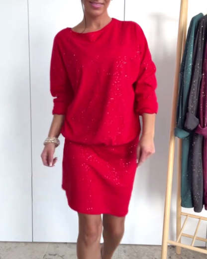 Sukienka z okrągłym dekoltem i delikatnym brokatem