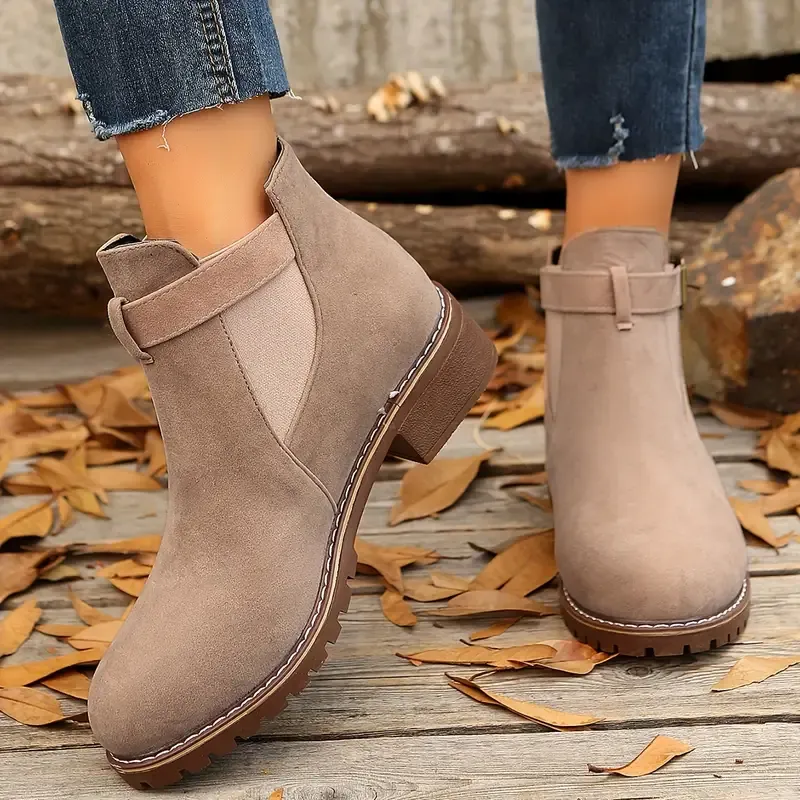 Slip-On Casual Orthopedic Low Heel Fabric Ankle Boots