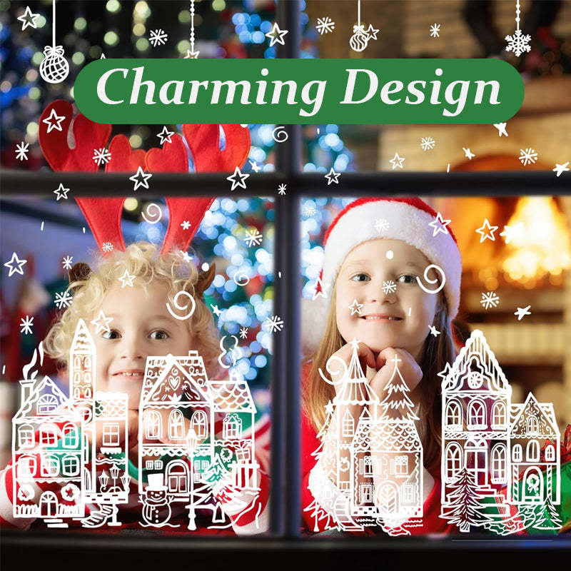 Christmas Village Window Cling Set
