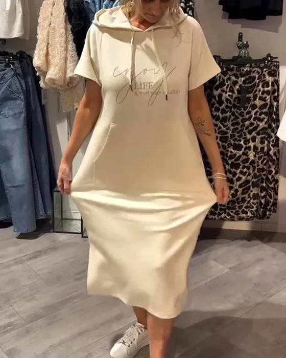 💥🔥👗[S-5XL]2025 nowy letni styl luźna, wygodna i oddychająca sukienka dresowa w dużym rozmiarze