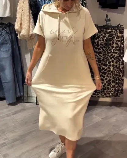 💥🔥👗[S-5XL]2025 nowy letni styl luźna, wygodna i oddychająca sukienka dresowa w dużym rozmiarze