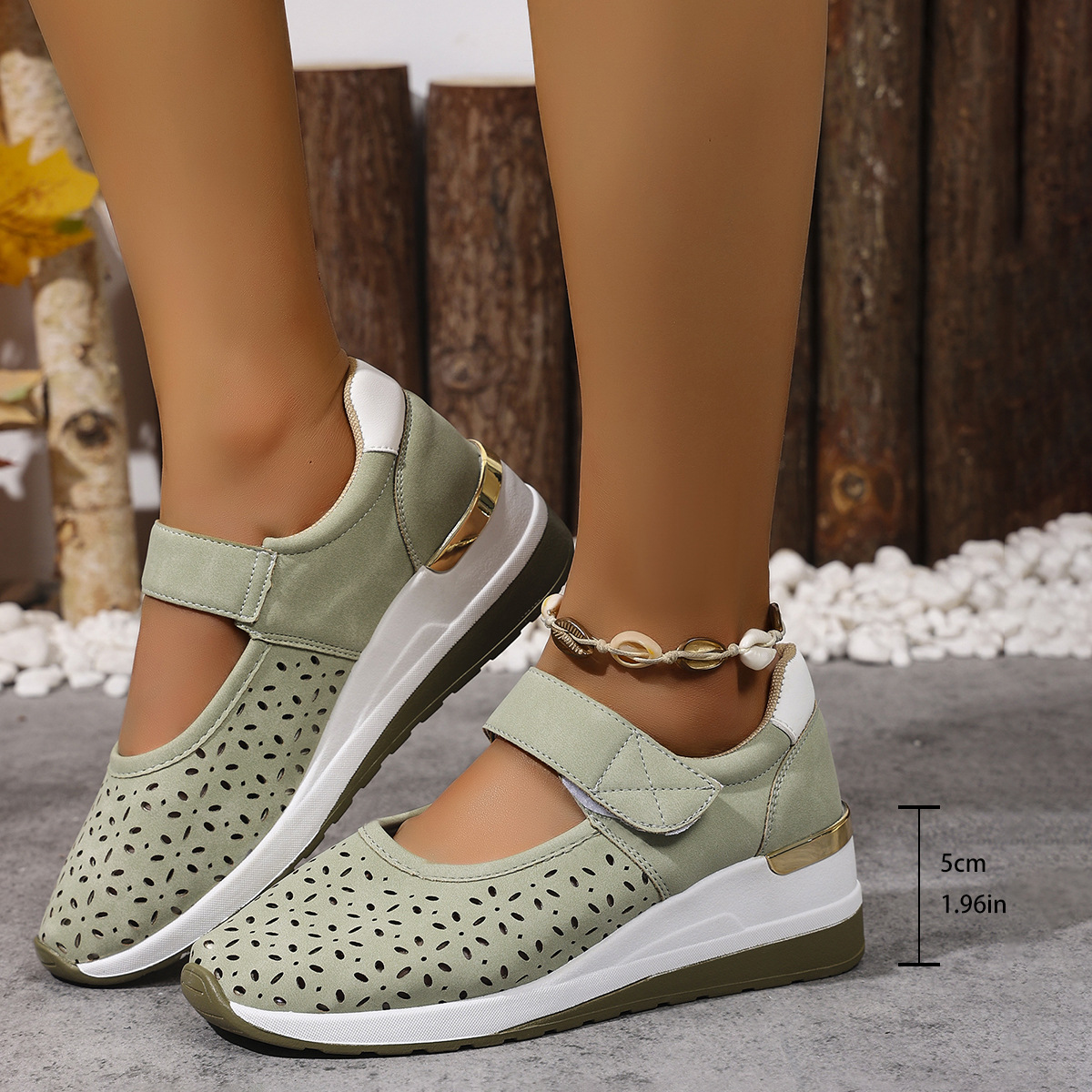 🔥Women's Summer Breathable Lightweight Adjustable Velcro Wedge Heel Sneakers