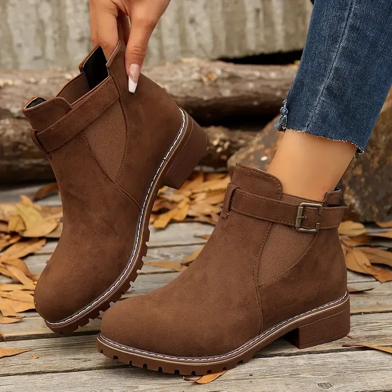 Slip-On Casual Orthopedic Low Heel Fabric Ankle Boots
