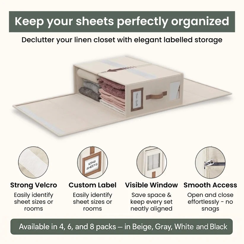Sturdy Foldable Bed Sheet Closet Organizers and Storage