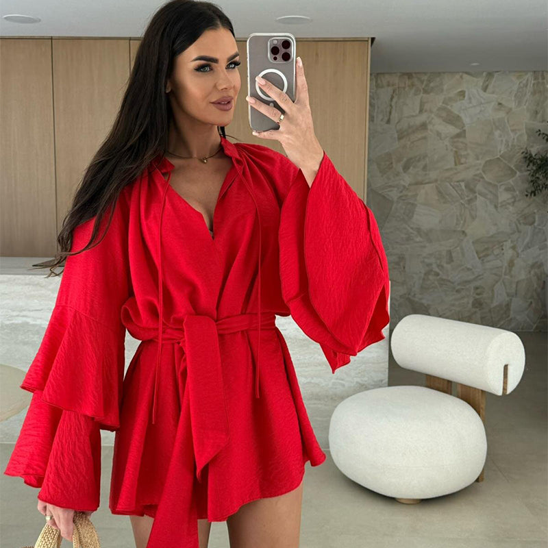 🔥Women's Solid Color Loose Mini Dress