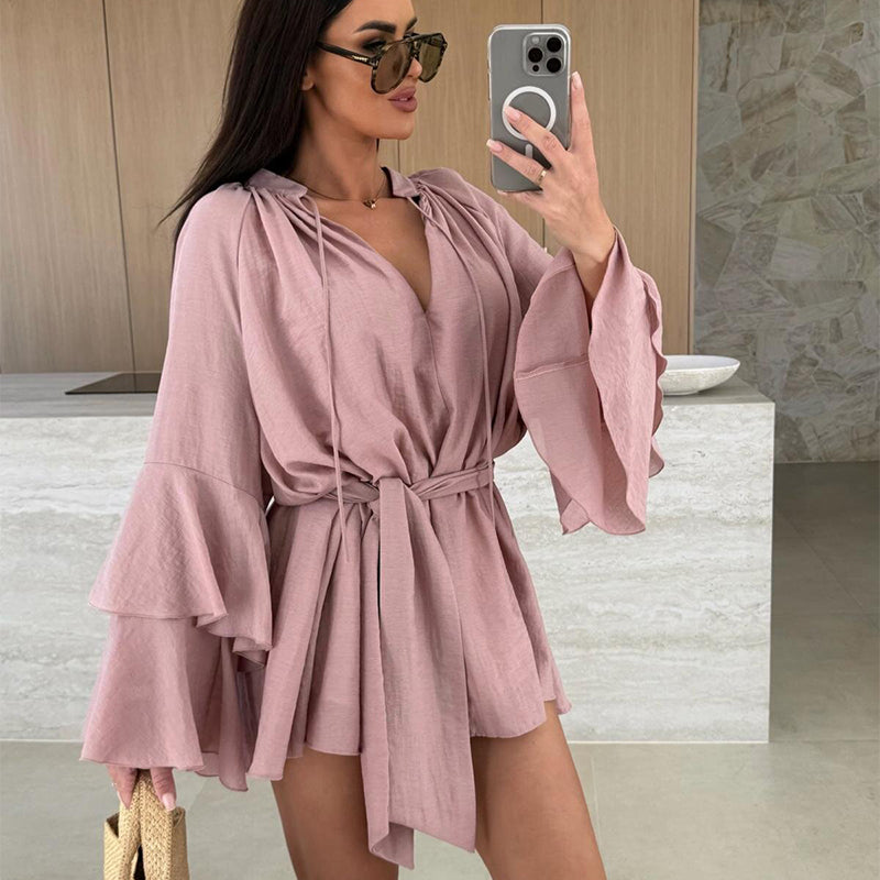🔥Women's Solid Color Loose Mini Dress