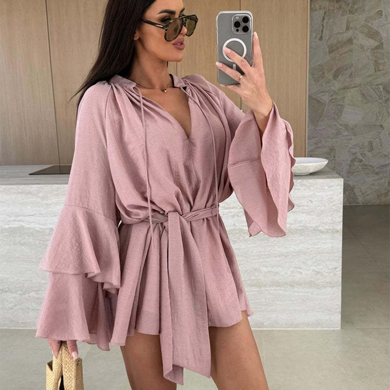 🔥Women's Solid Color Loose Mini Dress