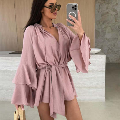 🔥Women's Solid Color Loose Mini Dress