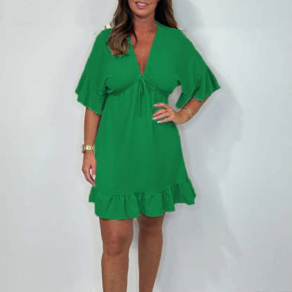 Women’s V Neck Babydoll Mini Dress