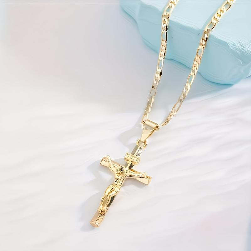 ⏳Time-Limited Special⏰Gold Crucifix Necklace – Detailed INRI Motif, Adjustable Figaro Chain & Hypoallergenic Finish 💛