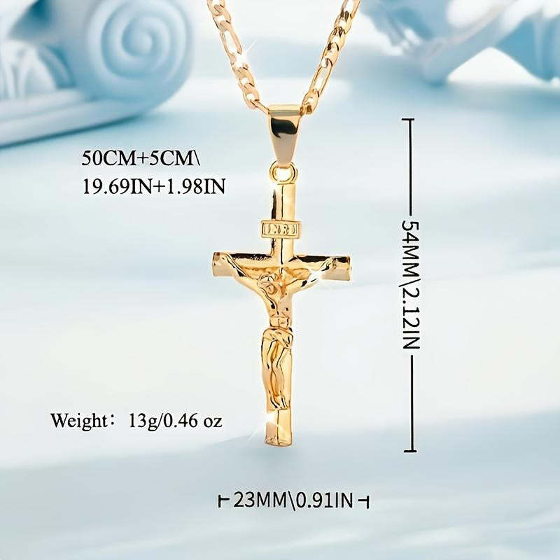 ⏳Time-Limited Special⏰Gold Crucifix Necklace – Detailed INRI Motif, Adjustable Figaro Chain & Hypoallergenic Finish 💛
