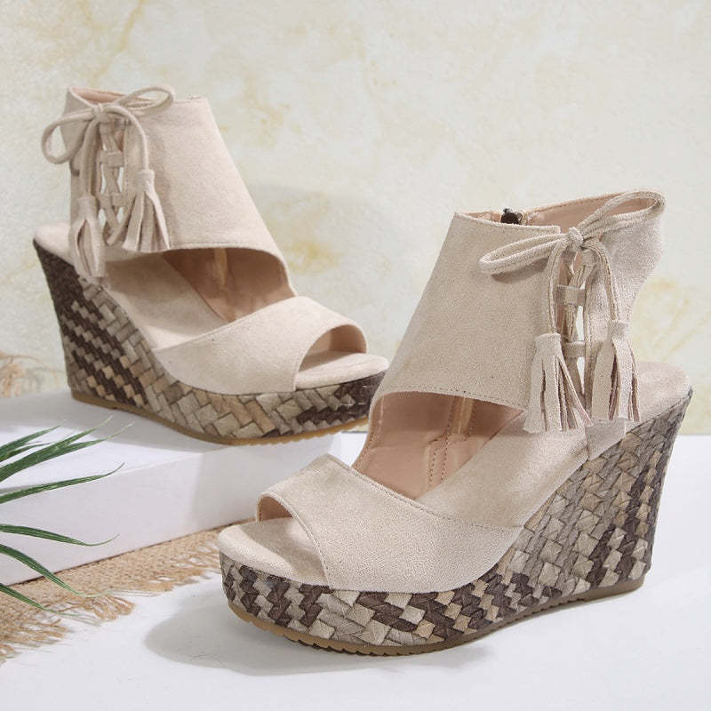 🔥 Summer gorąca sprzedaż-50% zniżki 🩷women&#39;s Tassel Open Top Platform