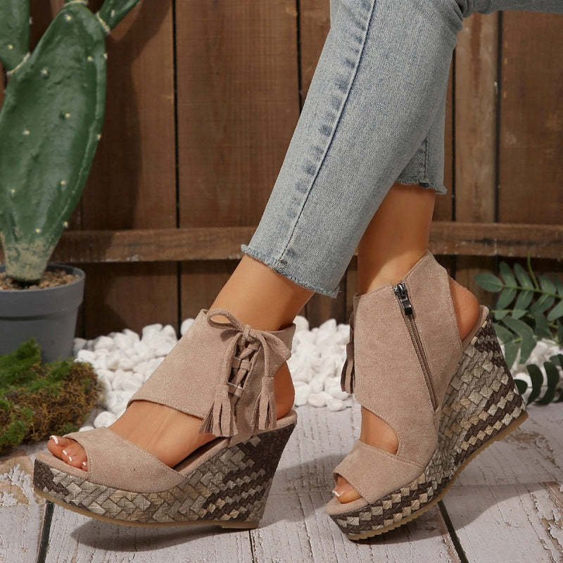 🔥 Summer gorąca sprzedaż-50% zniżki 🩷women&#39;s Tassel Open Top Platform