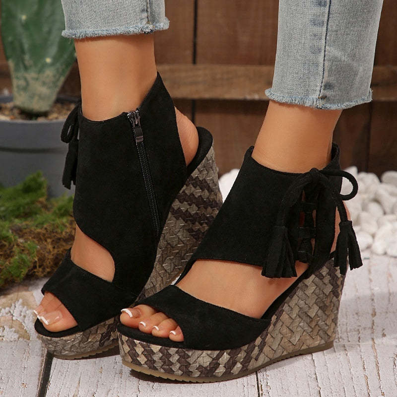 🔥 Summer gorąca sprzedaż-50% zniżki 🩷women&#39;s Tassel Open Top Platform