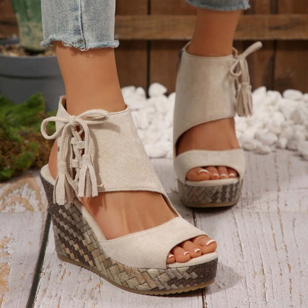🔥 Summer gorąca sprzedaż-50% zniżki 🩷women&#39;s Tassel Open Top Platform