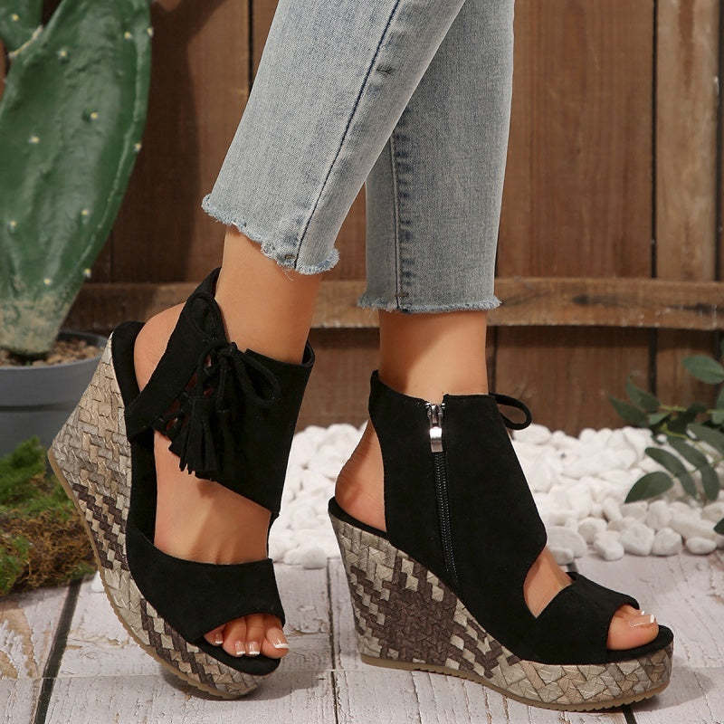 🔥 Summer gorąca sprzedaż-50% zniżki 🩷women&#39;s Tassel Open Top Platform